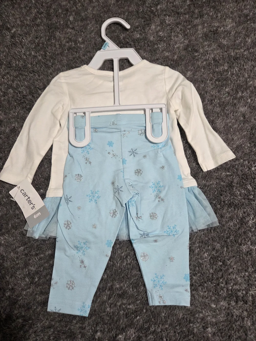 Carter's White and Light Blue 'Wish' Tutu Top & Snowflake Leggings Set